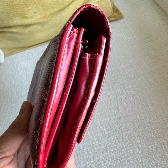 Authentic Goyard Red Long Wallet Leather Goyardine - Picture 11 of 15